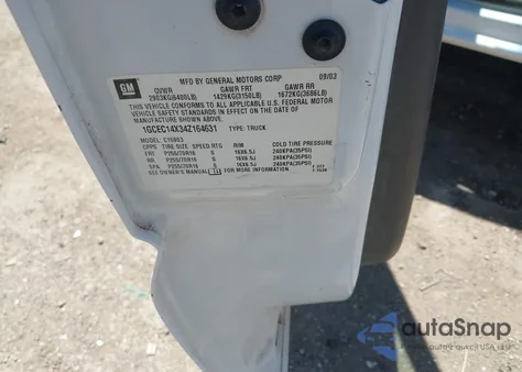 2004 Chevrolet Silverado 1500 Work Truck from USA, damaged, VIN 1GCEC14X34Z164631